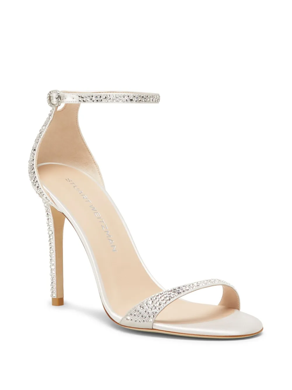 Stuart Weitzman 100mm Nudist Shine Sandals - Zilver