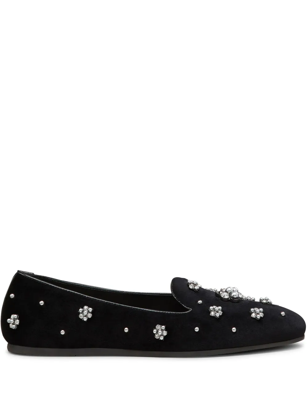 Stuart Weitzman crystal-embellished loafers Black