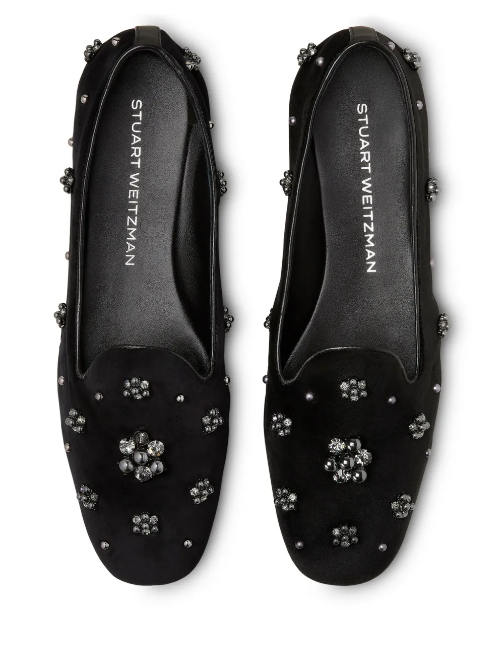 Stuart Weitzman Poppy crystal-embellished loafers Black