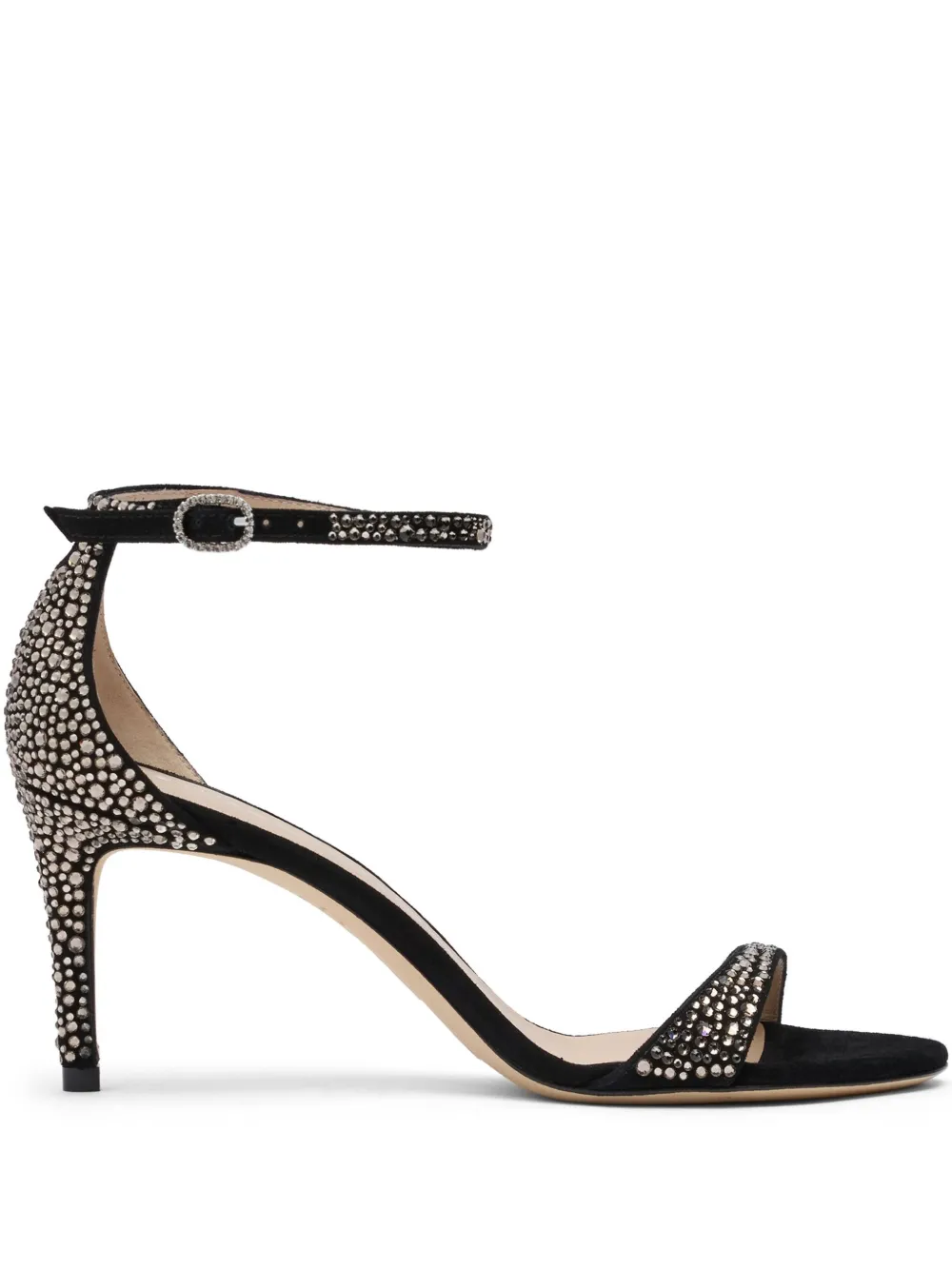 Stuart Weitzman 75mm Nudist Shine sandals Black
