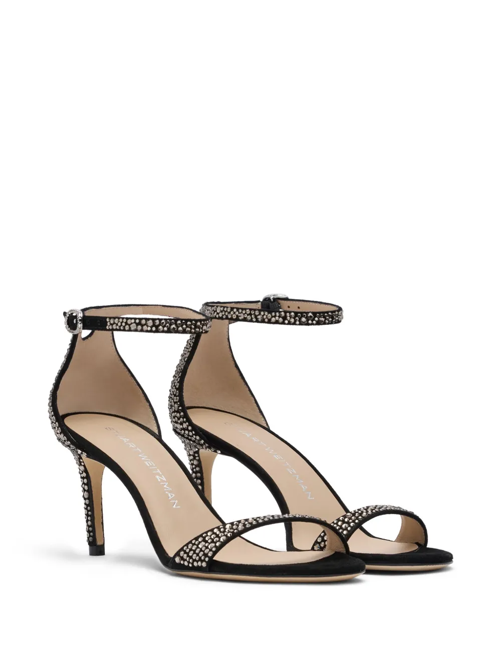 Stuart Weitzman 75 mm Nudist Shine sandalen - Zwart