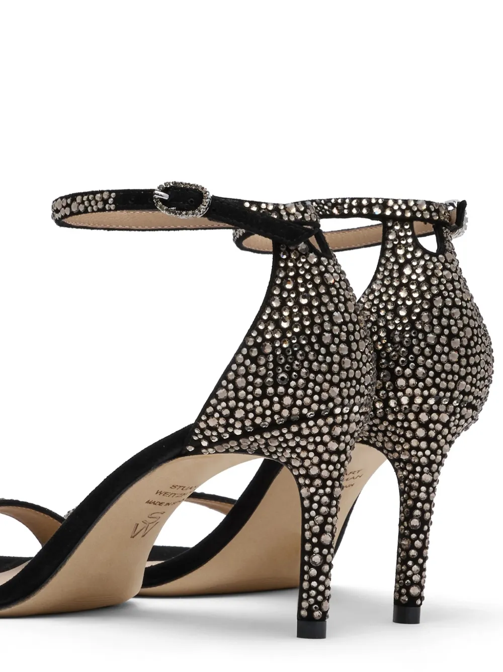 Stuart Weitzman 75mm Nudist Shine sandals Black