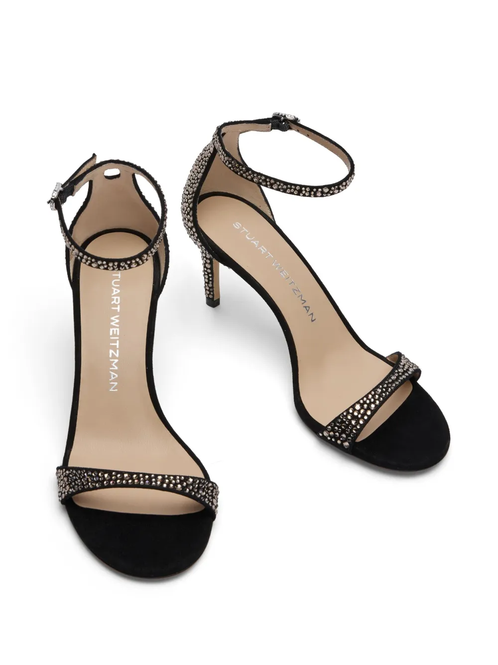 Stuart Weitzman 75mm Nudist Shine sandals Black
