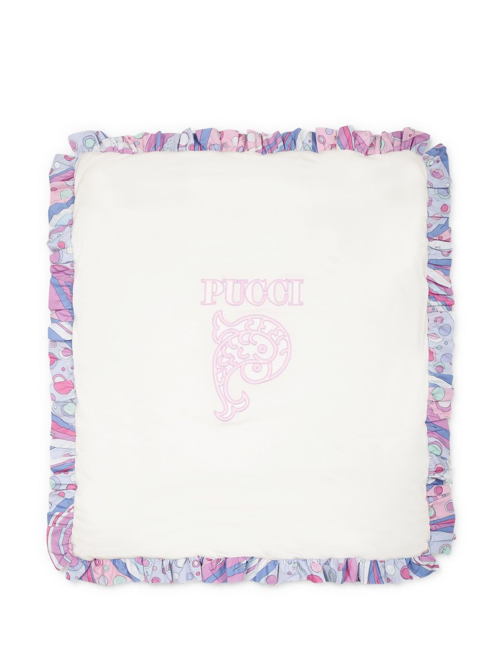 PUCCI Junior logo-embroidered blanket - White