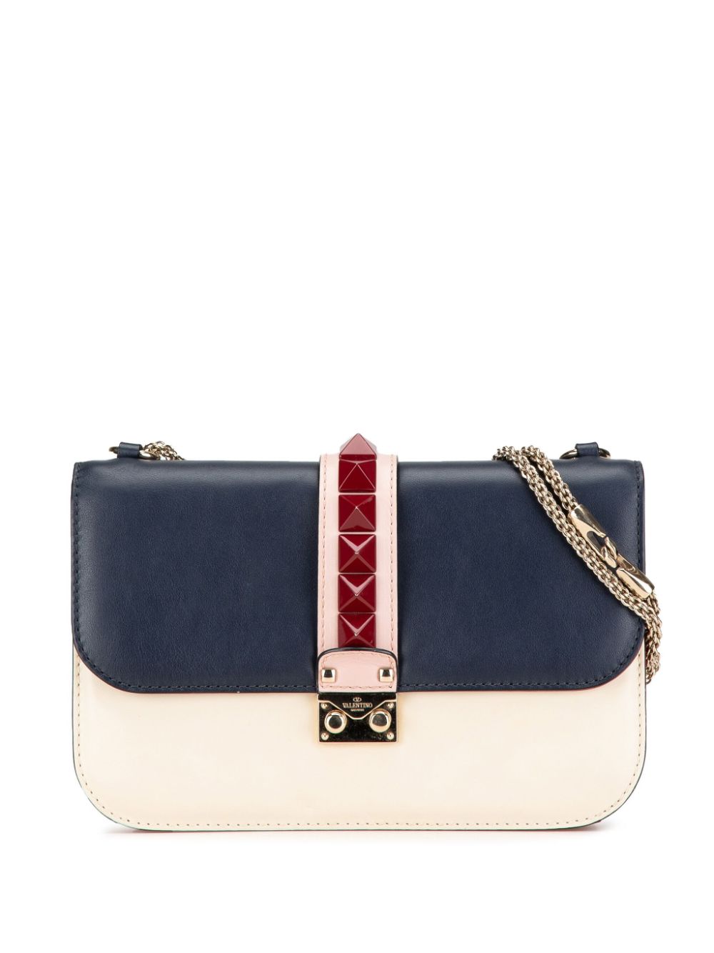 2000-2020 Medium Tricolor Calfskin Rockstud Glam Lock crossbody bag