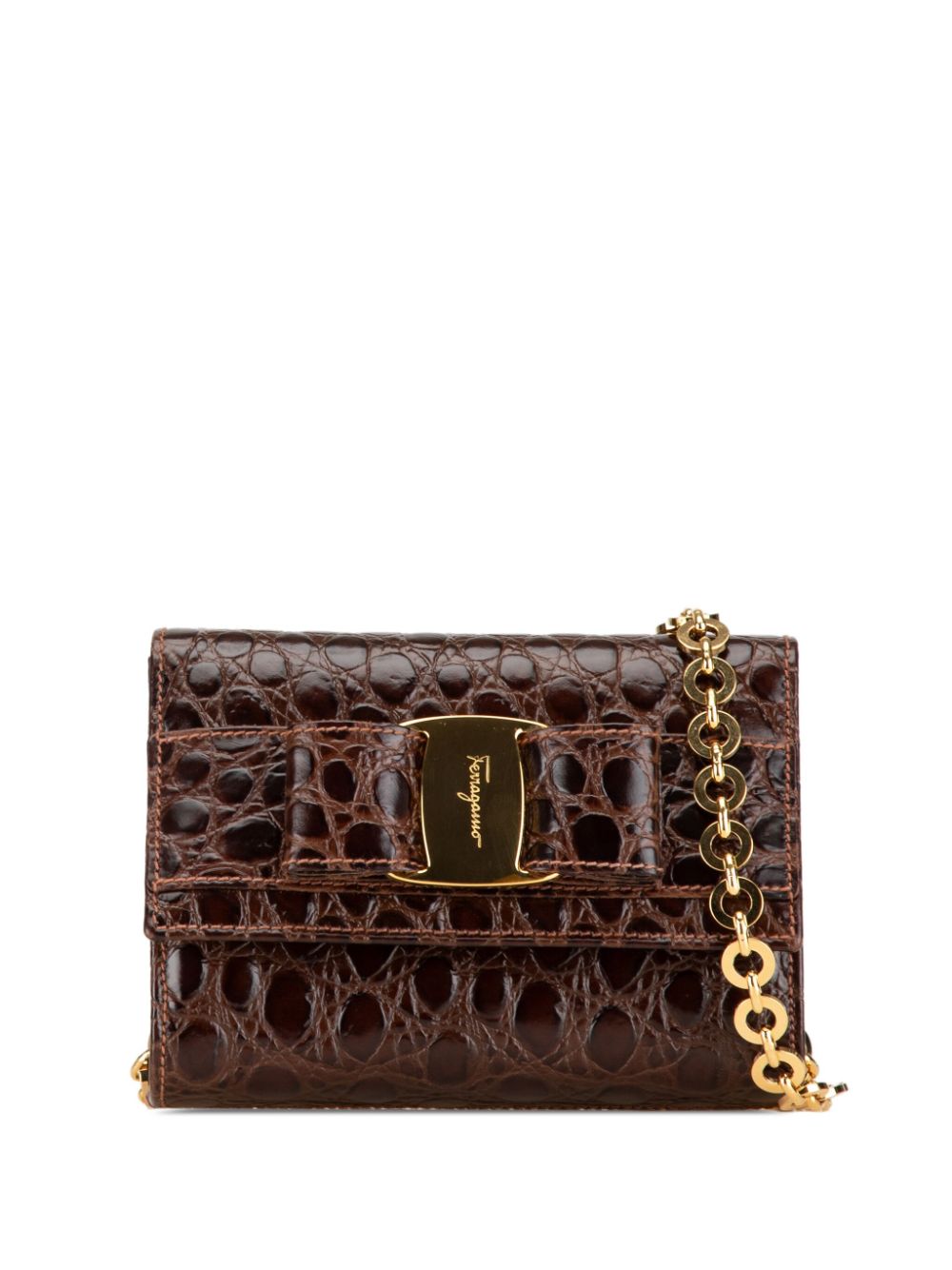 21st Century Mini Croc Embossed Leather Vara Chain crossbody bag