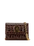 Ferragamo Pre-Owned 21st Century Mini Croc Embossed Leather Vara Chain crossbody bag - Brown