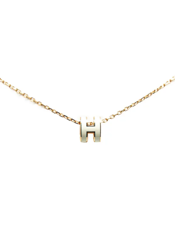 Hermes Pre Owned 21st Century Gold Plated Mini Pop H Pendant Costume Necklace White FARFETCH BN