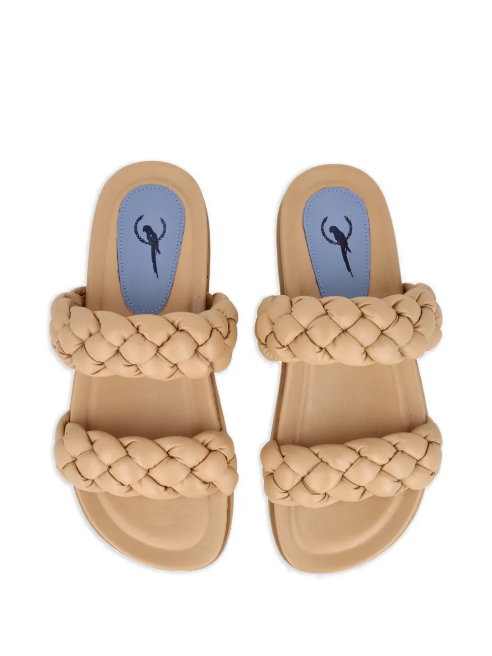 Blue Bird Shoes Gevlochten leren slippers Beige