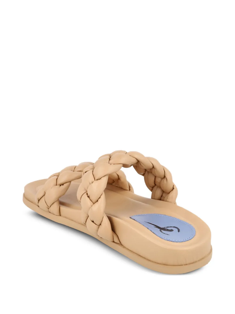 Blue Bird Shoes Gevlochten leren slippers Beige