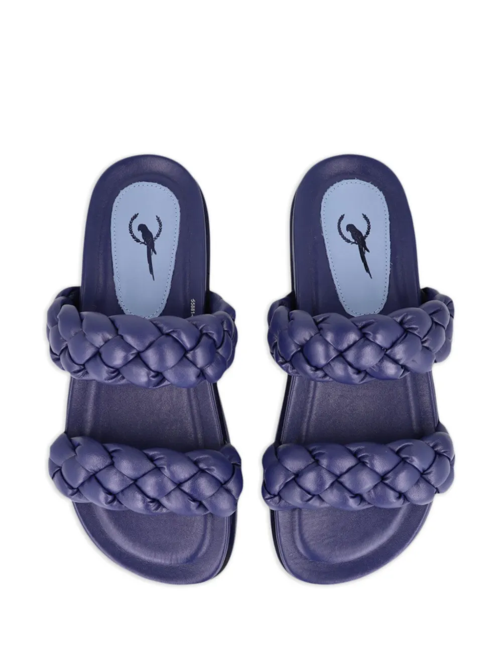 Blue Bird Shoes Gevlochten leren slippers Blauw