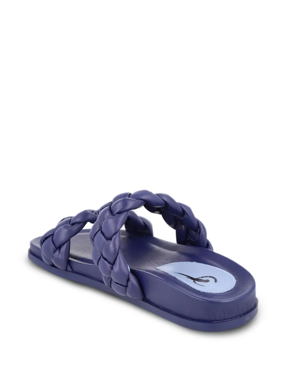 Blue Bird Shoes Gevlochten leren slippers Blauw