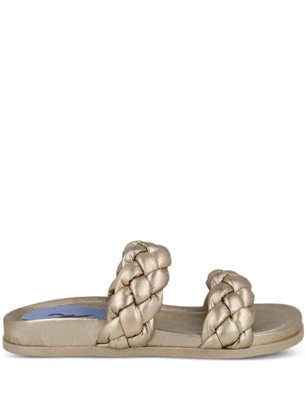 Blue Bird Shoes braided leather slides Goud