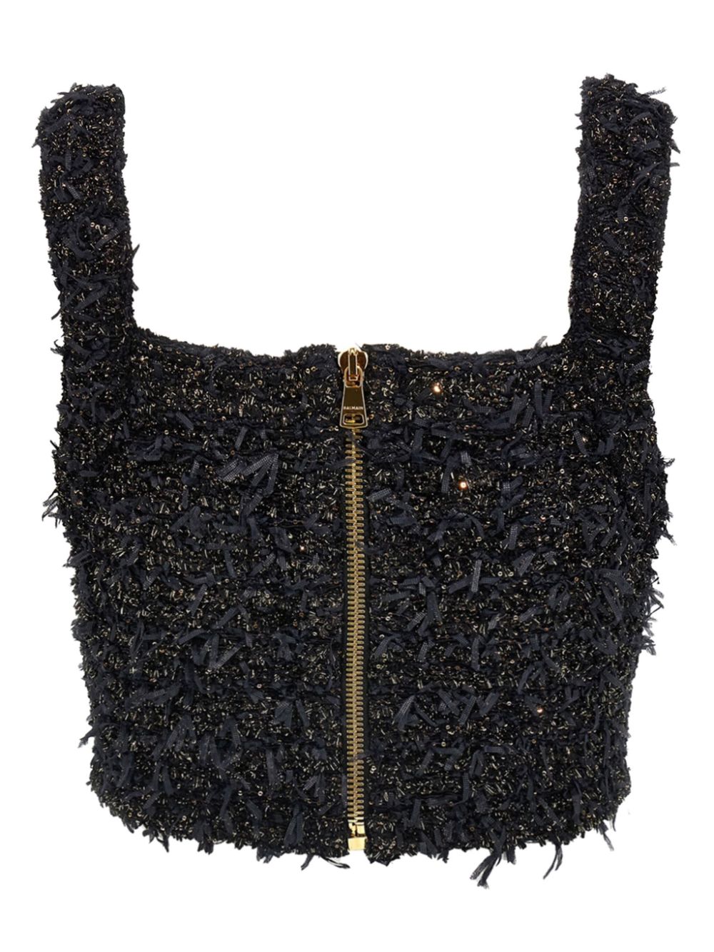 Balmain lurex tweed top - Zwart