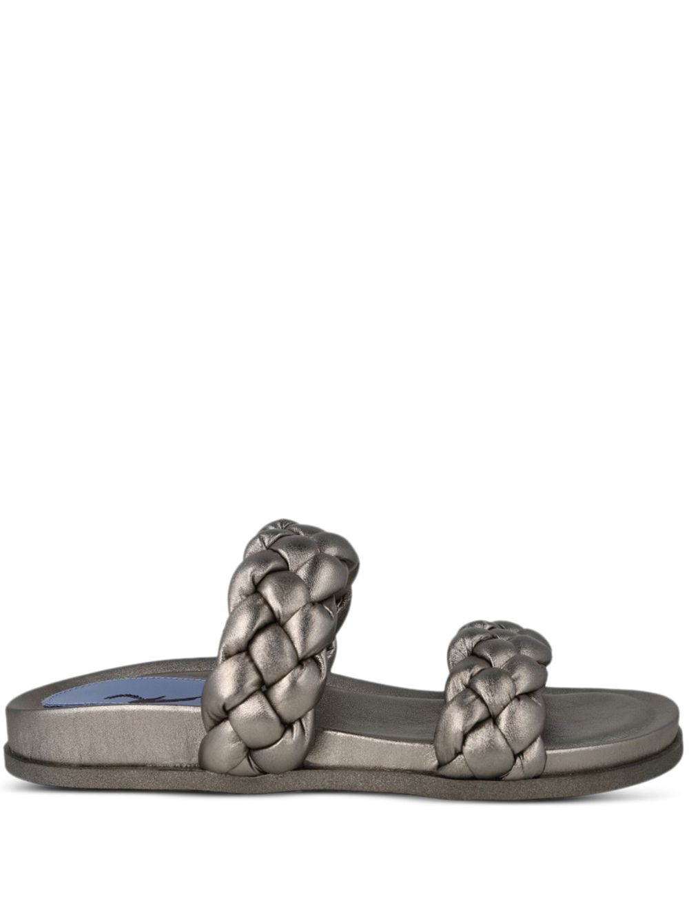 Blue Bird Shoes braided leather slides Zilver