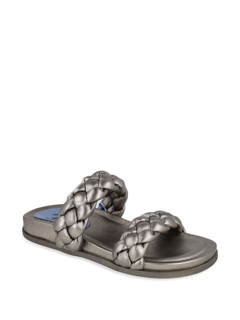 Blue Bird Shoes braided leather slides - Zilver