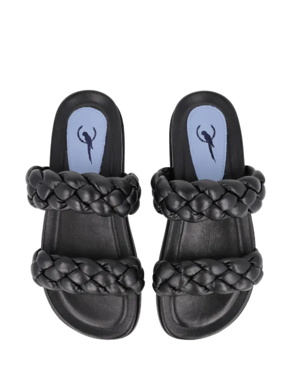 Blue Bird Shoes Braided Leather Slides Black FARFETCH CZ