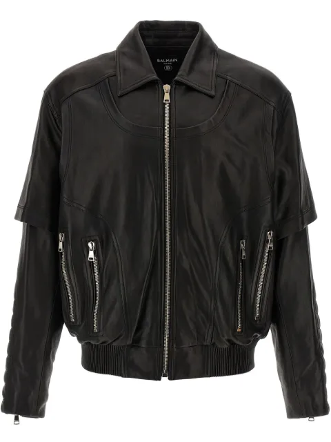 Balmain chamarra biker con diseño a capas