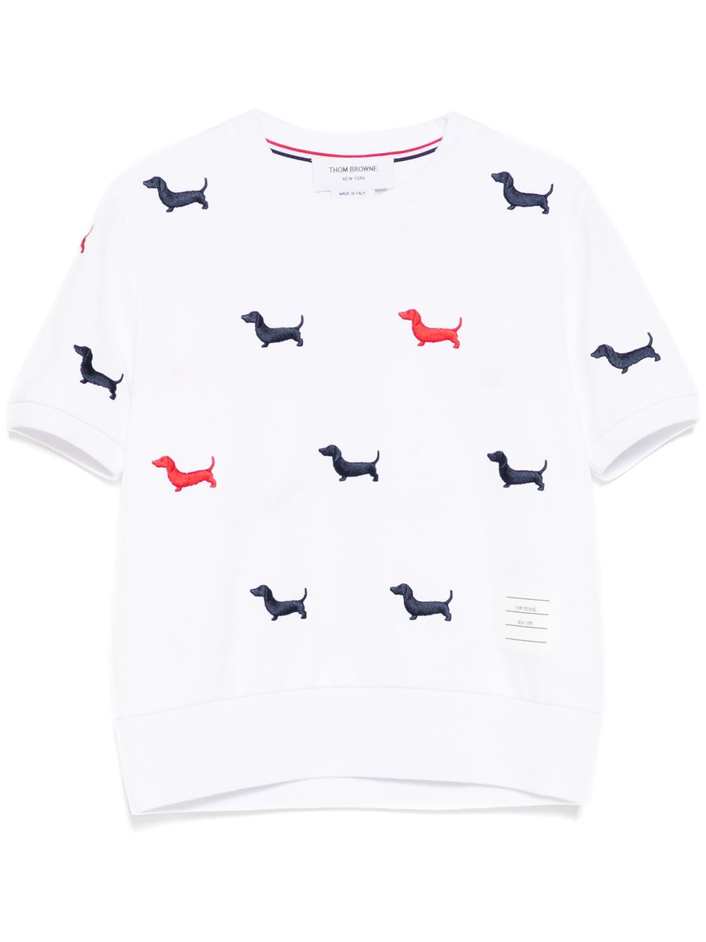 Thom Browne embroidered-hector dog logo T-shirt - White