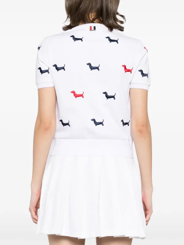 Thom Browne embroidered-hector Dog Logo T-shirt | White