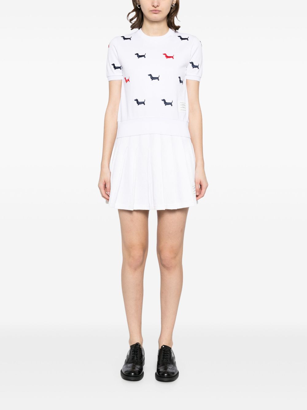 Thom Browne embroidered-hector dog logo T-shirt - White