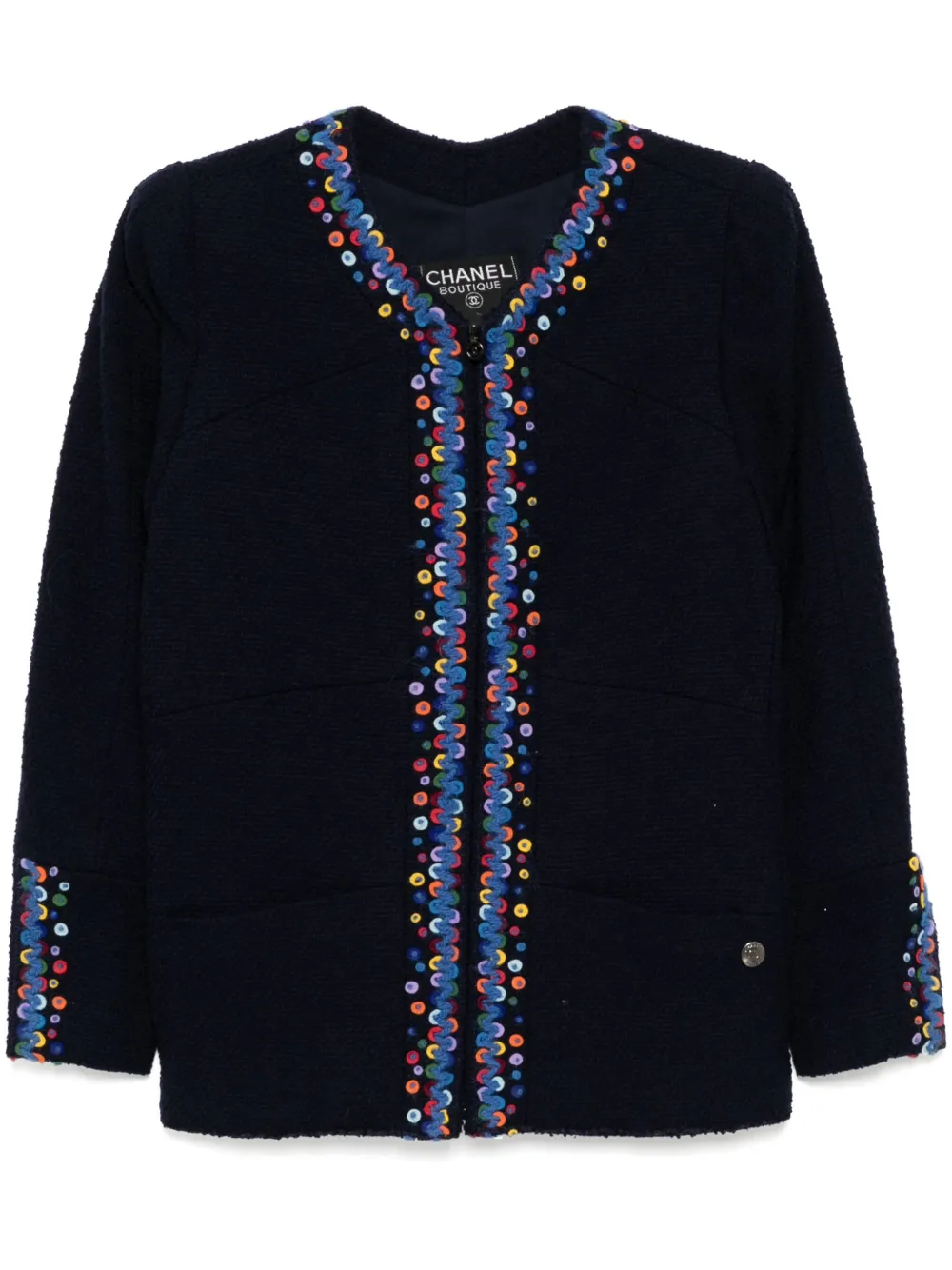CHANEL Pre-Owned 1997 ノーカラージャケット - ブルー CHANEL Pre-Owned 1997 ノーカラージャケット - ブルー