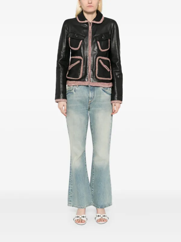 CHANEL ジャケット CHANEL Pre-Owned 2003 Zip Up Leather Jacket | Black