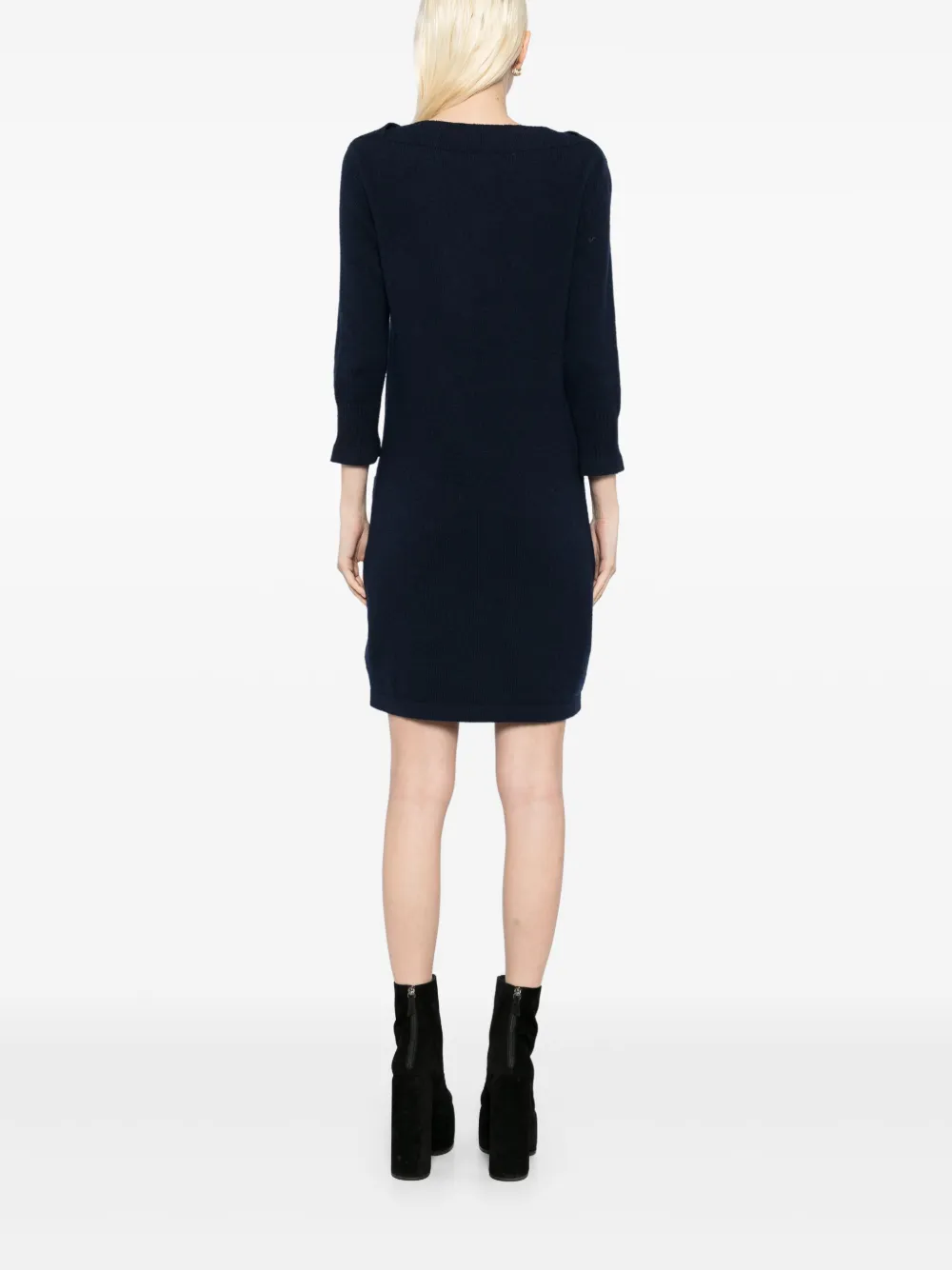 Pre-owned Chanel 2012-2013 3/4 Sleeve Dress In Blue