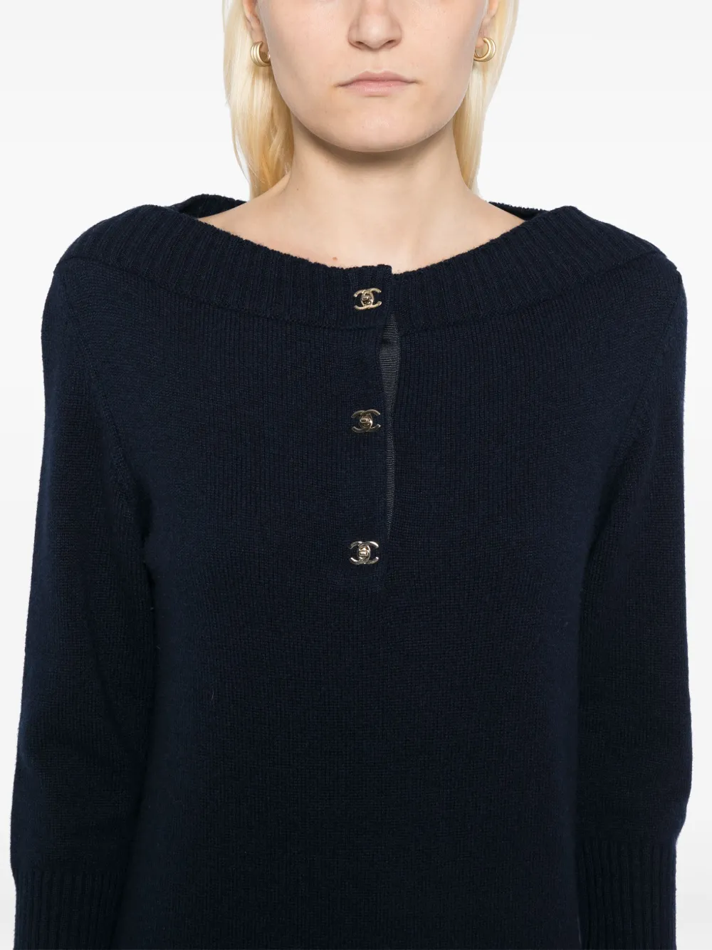 Pre-owned Chanel 2012-2013 3/4 Sleeve Dress In Blue