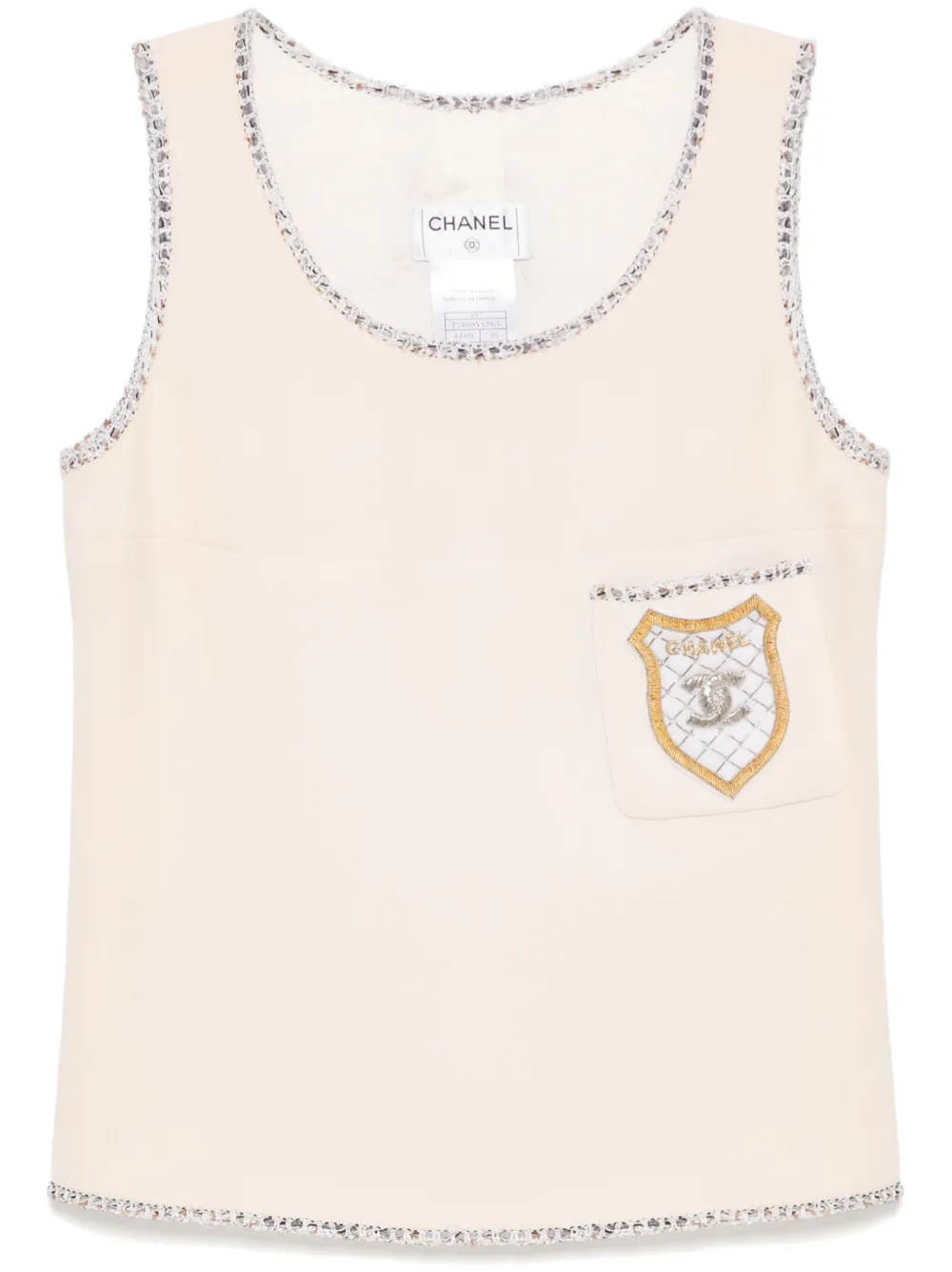 Pre-owned Chanel 2005 Sleeveless Top In White