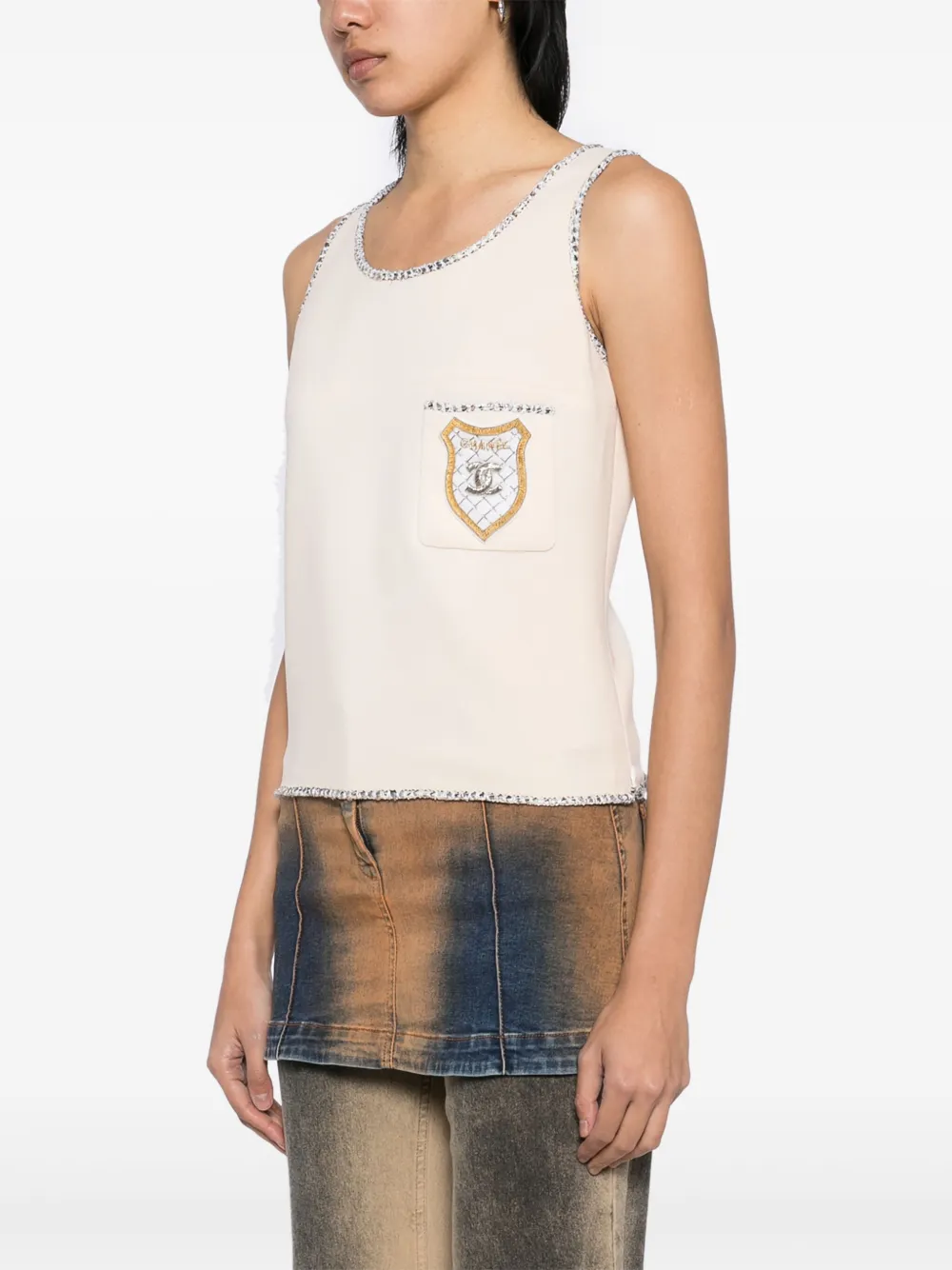 Pre-owned Chanel 2005 Sleeveless Top In White
