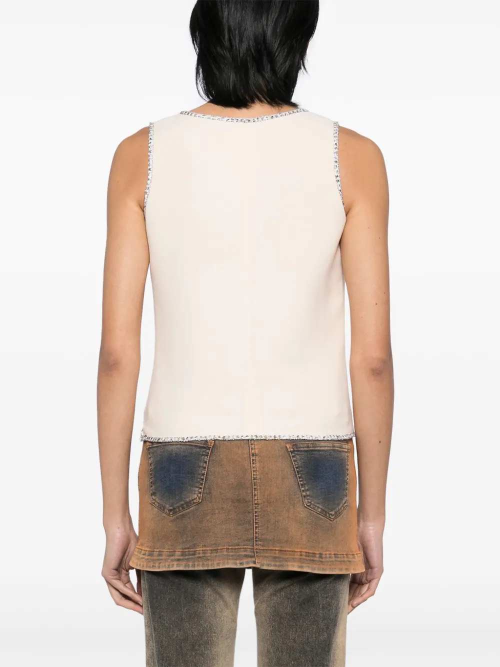 Pre-owned Chanel 2005 Sleeveless Top In White