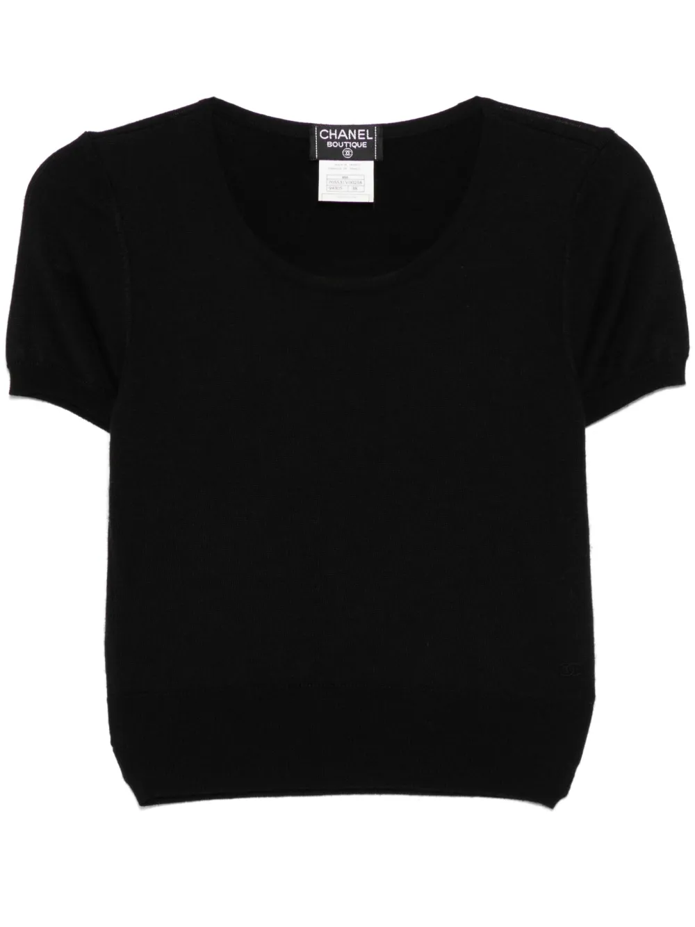 CHANEL Pre-Owned 1995 short sleeve sweater knit top – Black