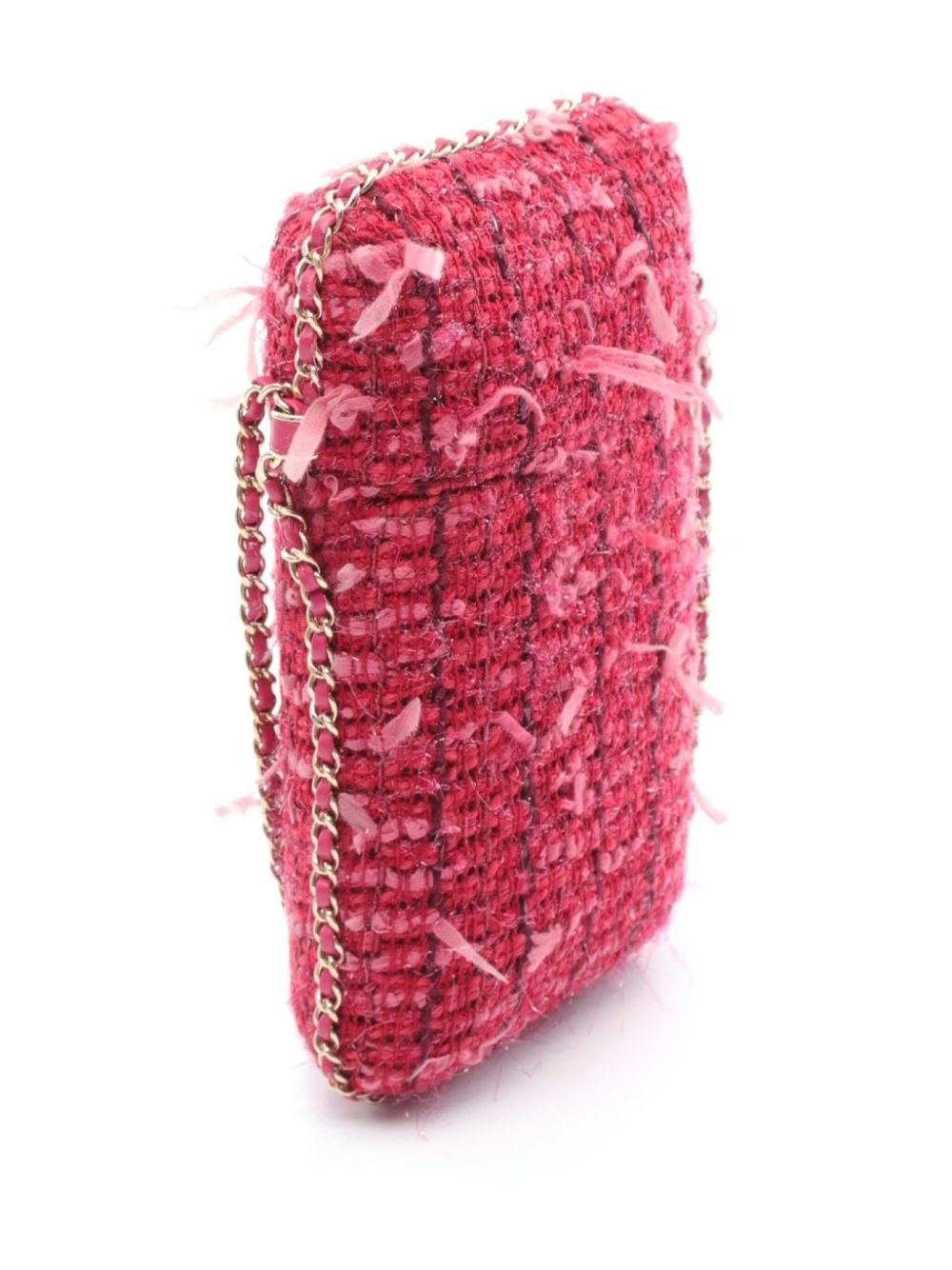 CHANEL Pre-Owned 2016-2017 tweed phone shoulder bag - Roze