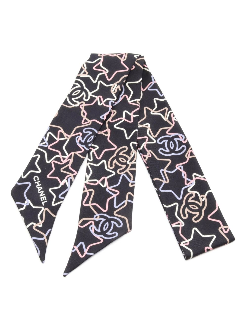 CHANEL Pre-Owned 1986-1988 star-print scarf - Black