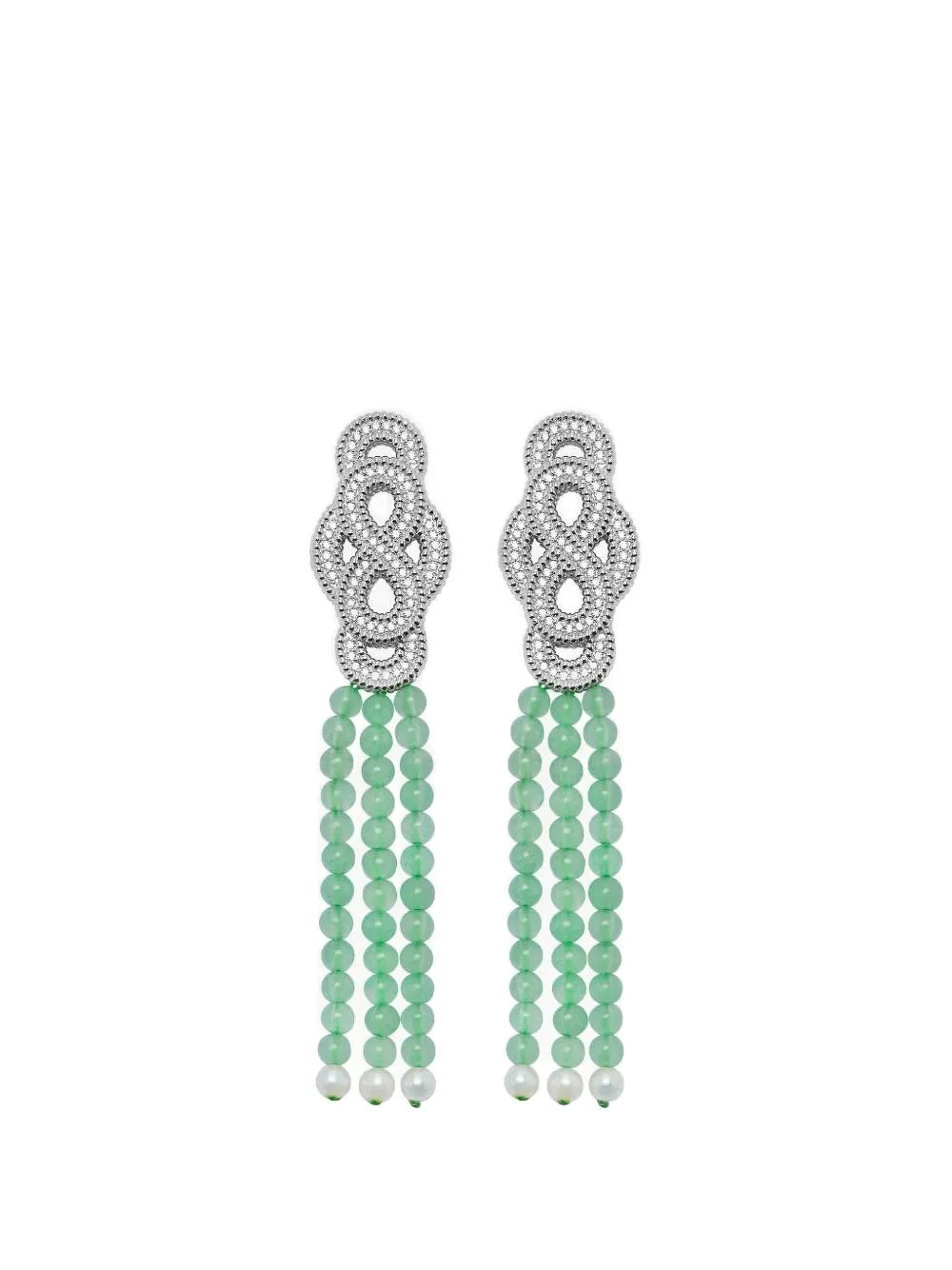 Shanghai Tang Infinite Knot beaded earrings - Argento