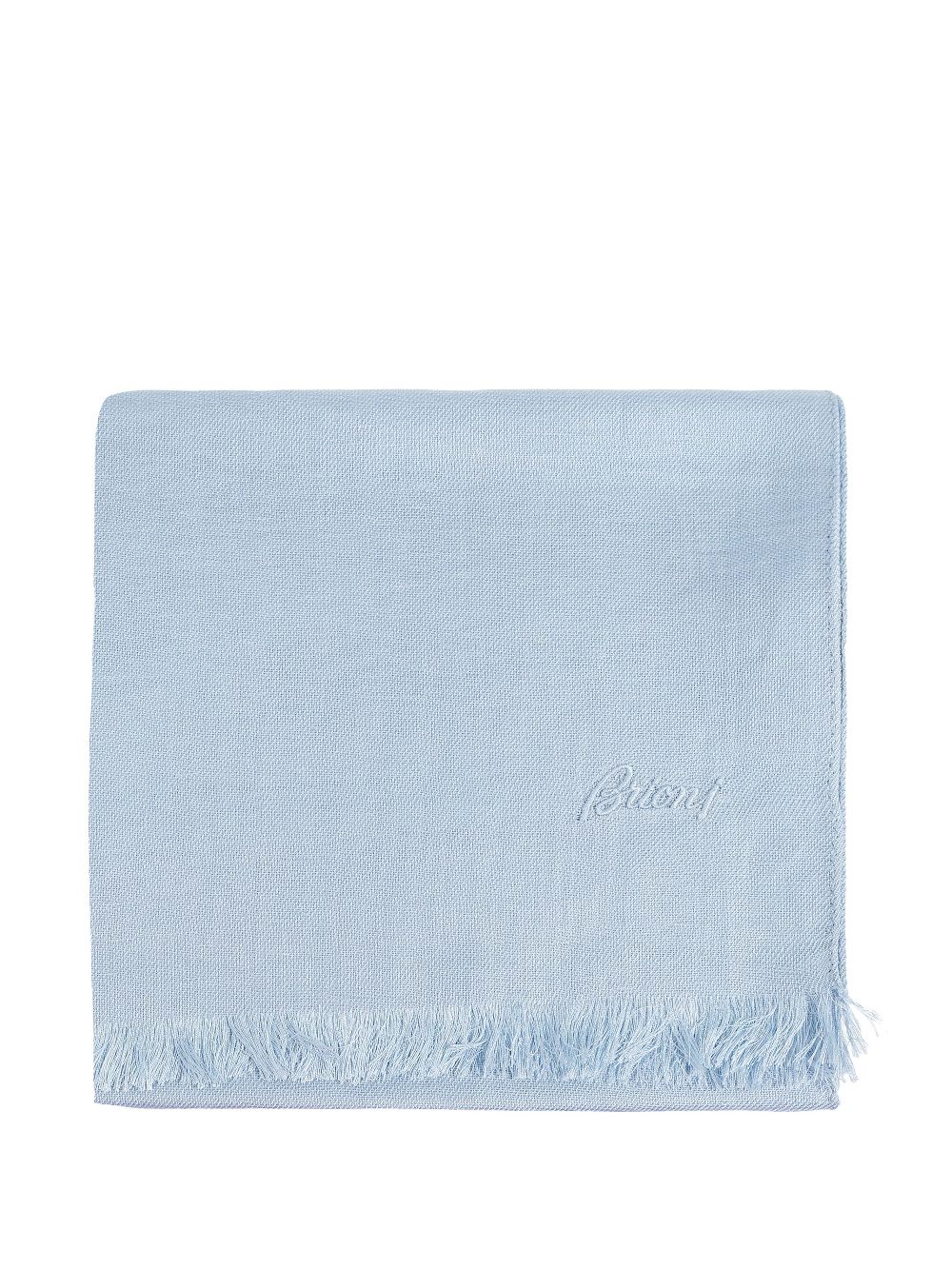 Brioni logo-embroidered scarf - Blue