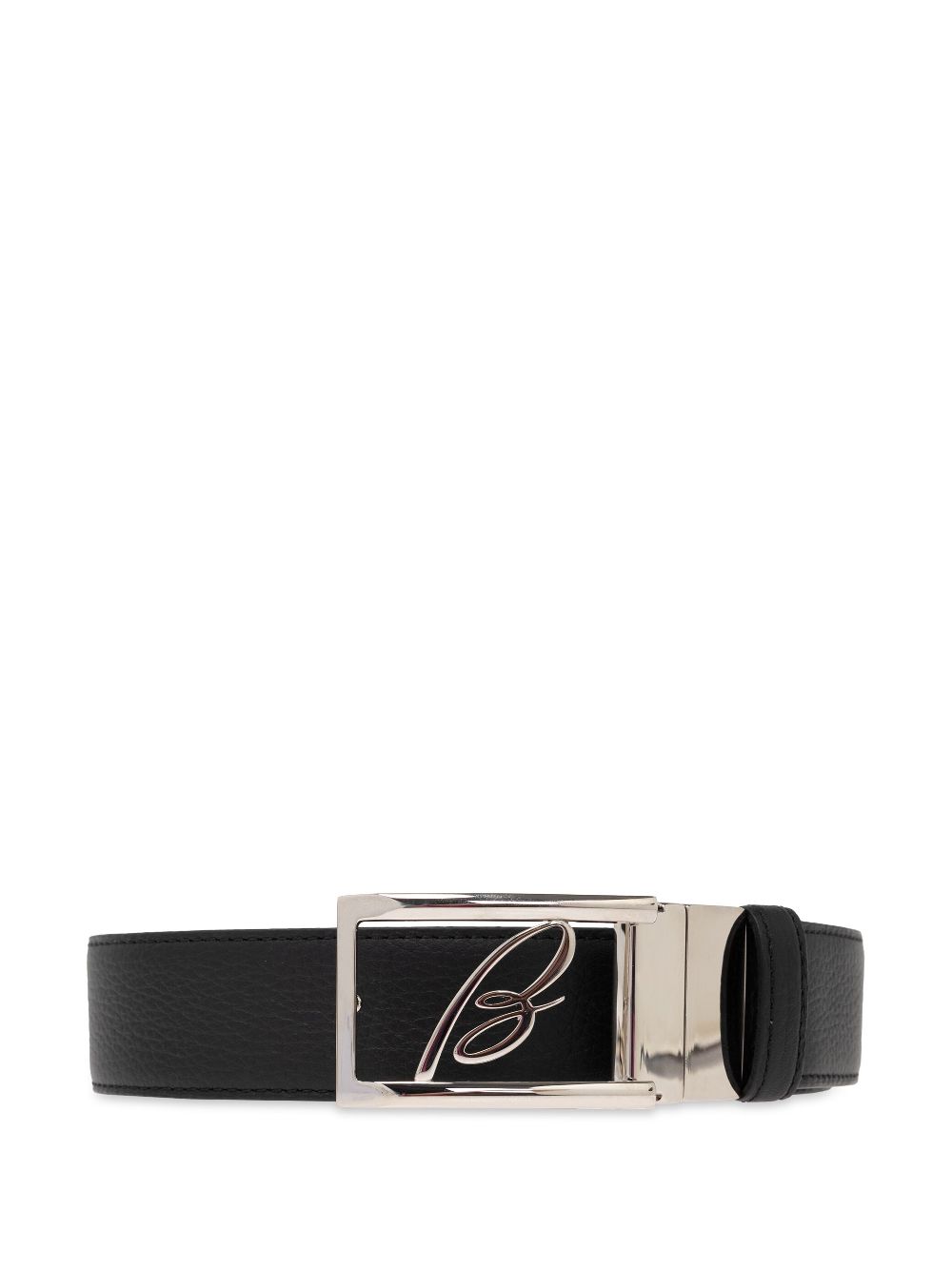 Brioni logo-plaque belt - Black