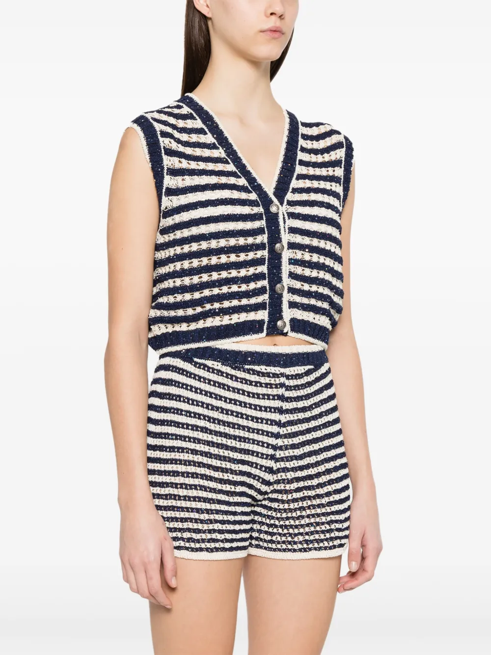 Palm Angels Gestreepte spencer Blauw