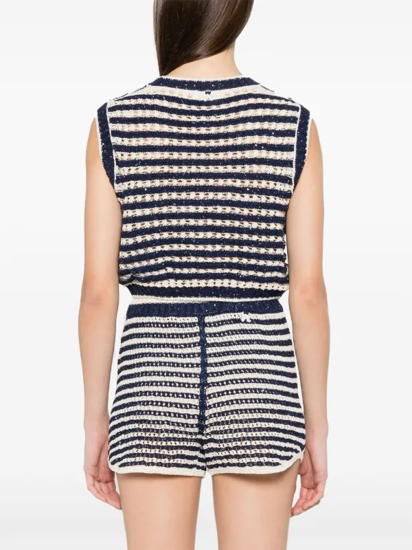 Palm Angels ストライプ ニットベスト | ブルー | FARFETCH JP