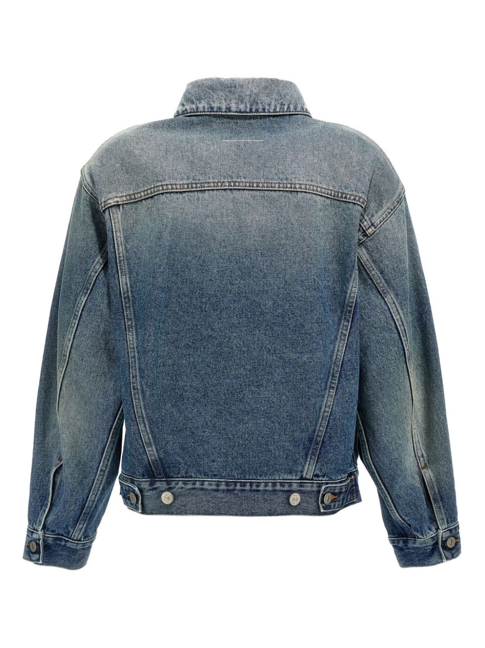 MM6 Maison Margiela cut-out denim jacket - Blauw