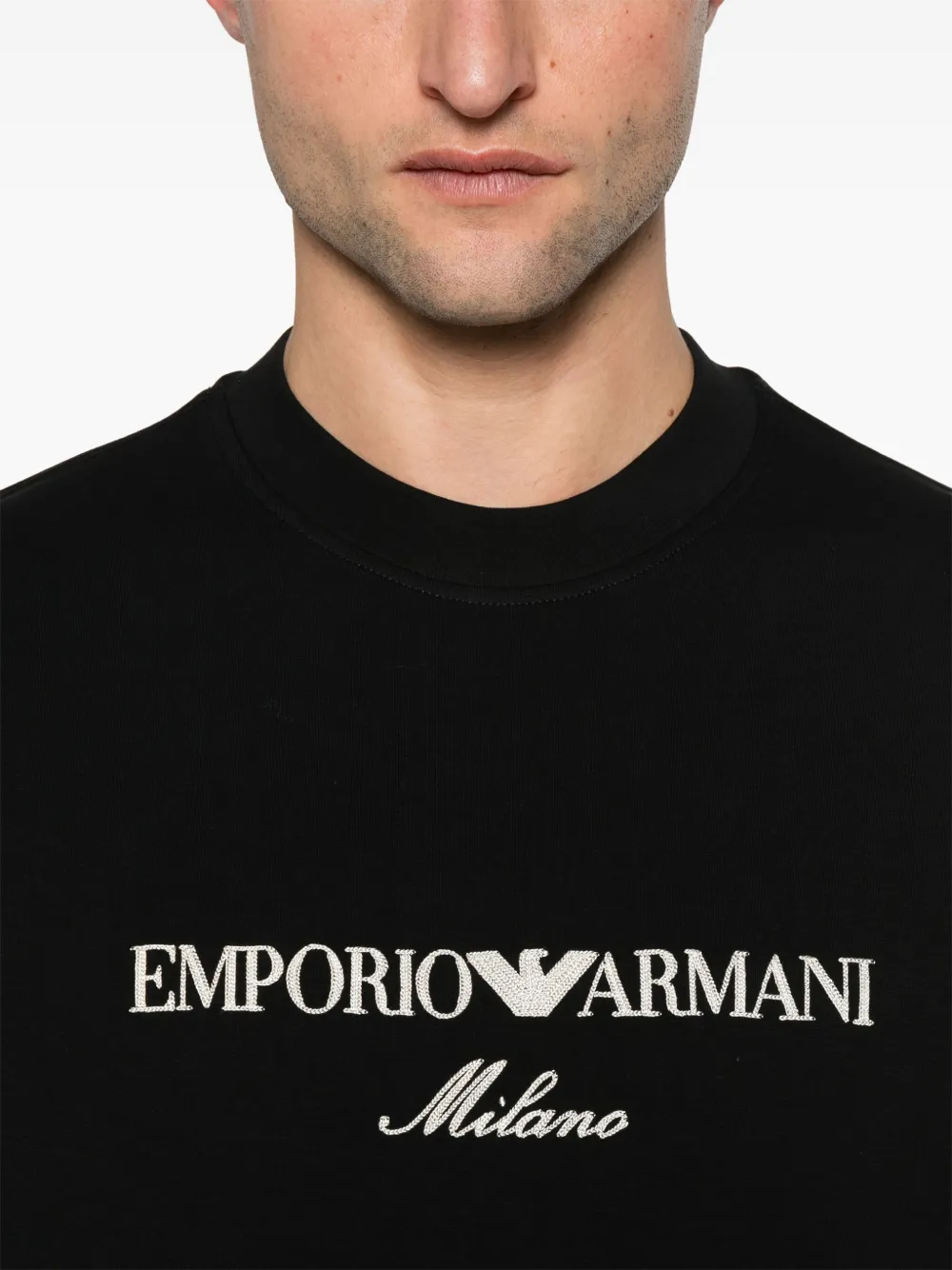 Emporio Armani Sweater met geborduurd logo Zwart