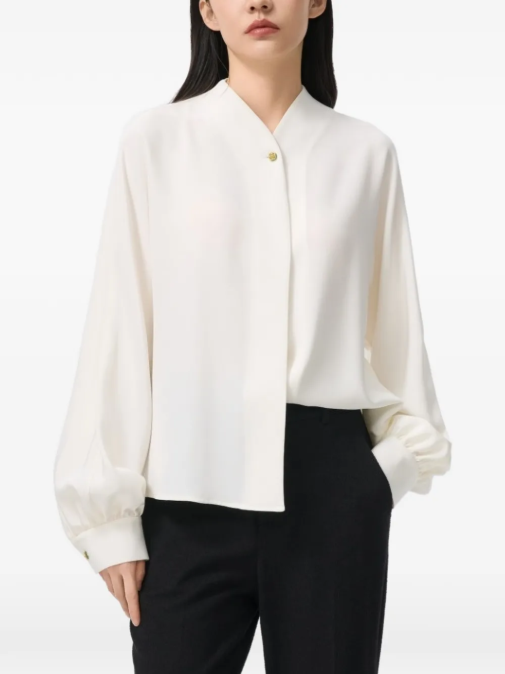  Shanghai Tang Jade Long-sleeve Blouse - Neutrals 