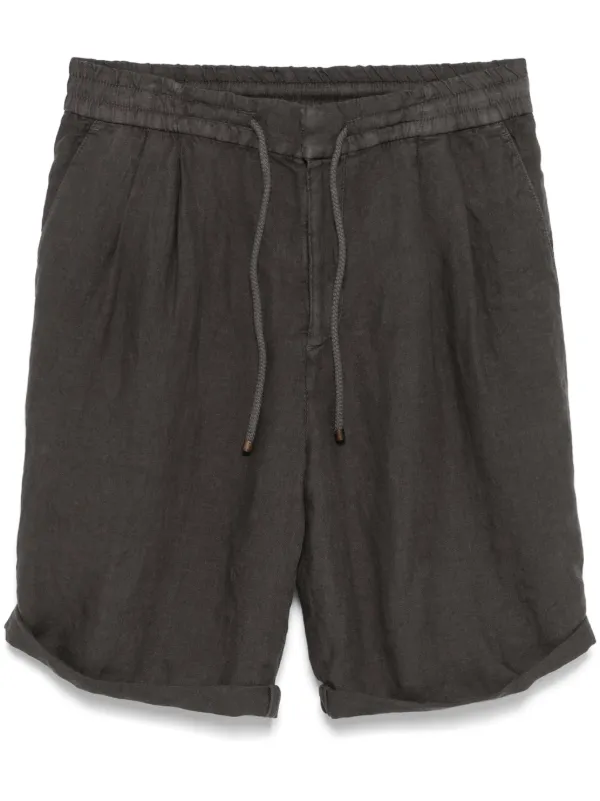 パンツ Brunello Cucinelli Garment-Dyed Brown Linen Cotton Shorts Brunello Cucinelli Garment-Dyed Brown Linen Cotton | THE LIST