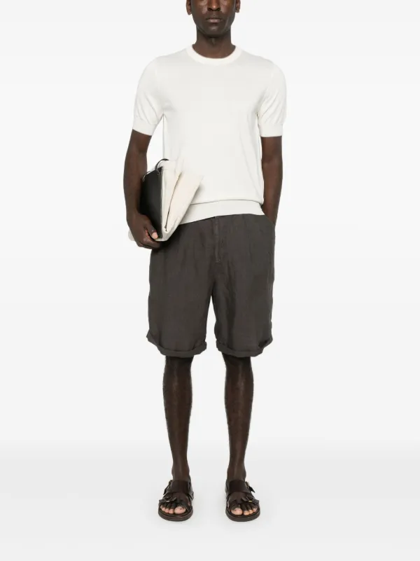 Brunello Cucinelli Linen Shorts | Brown | FARFETCH IL