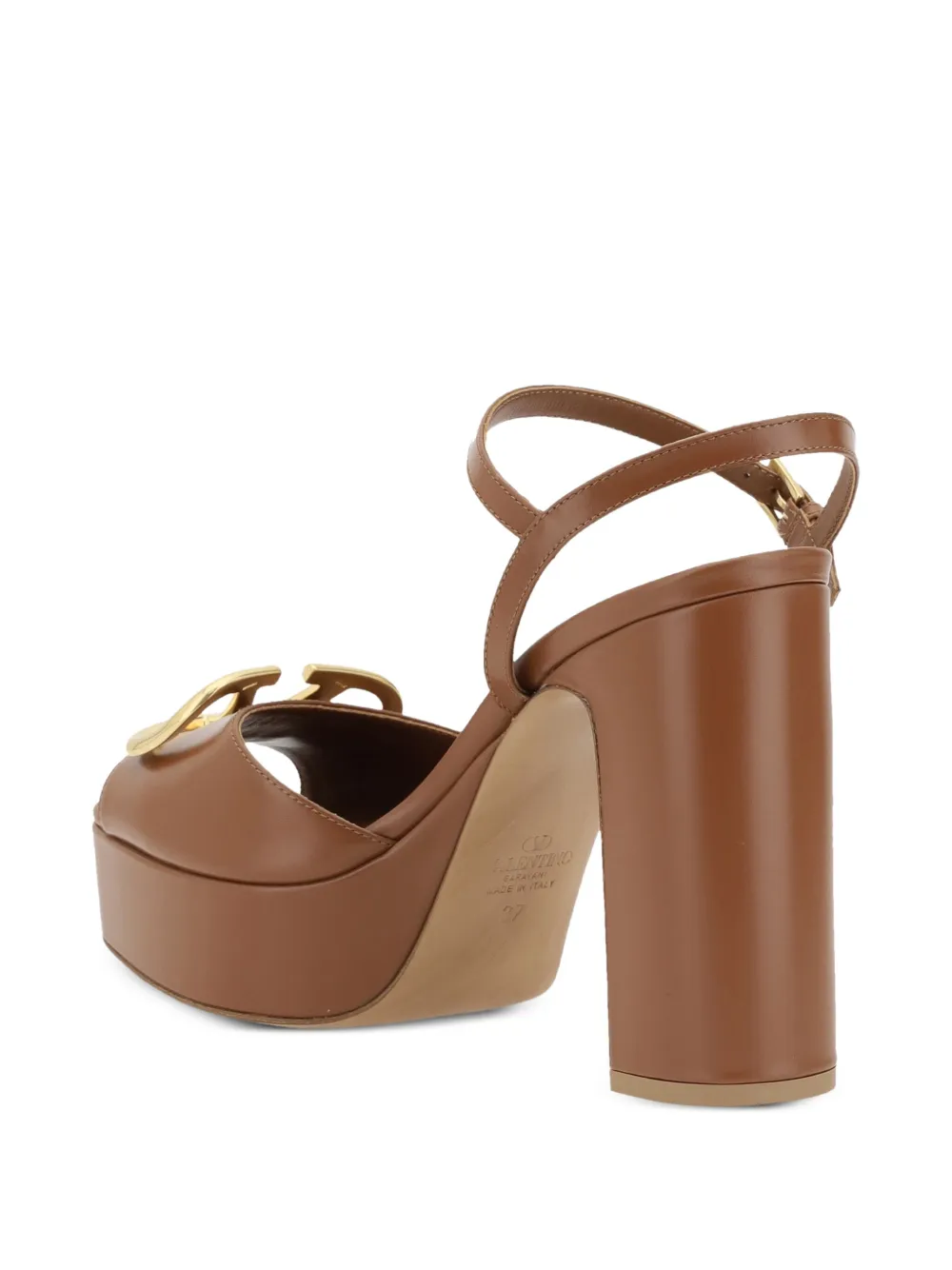 Valentino Garavani VLogo leather platform sandals Brown