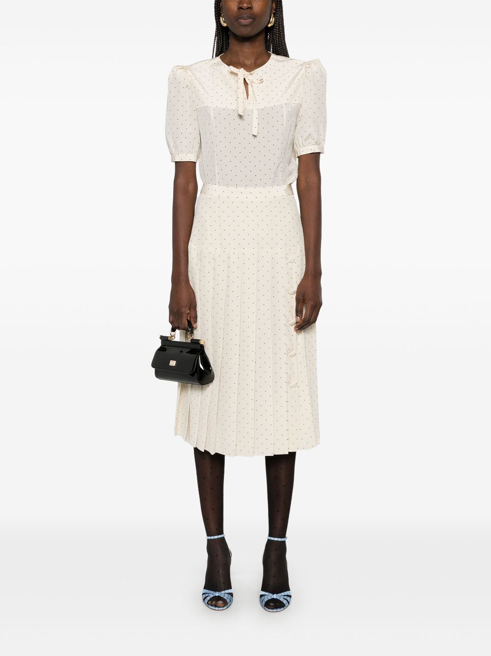 Alessandra Rich polka-dot silk skirt - Neutrals