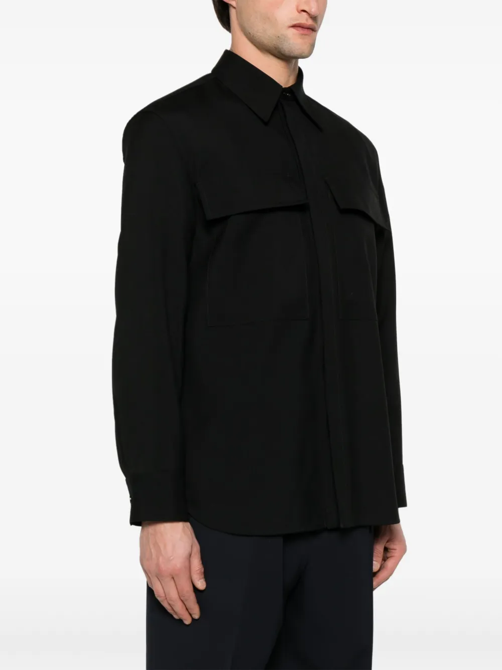 Jil Sander Wollen shirtjack Zwart