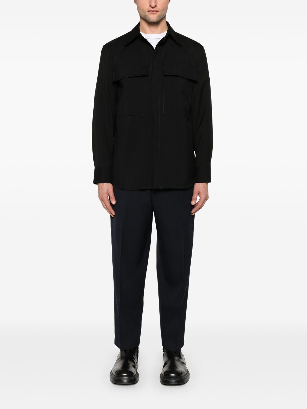 Jil Sander Wollen shirtjack - Zwart