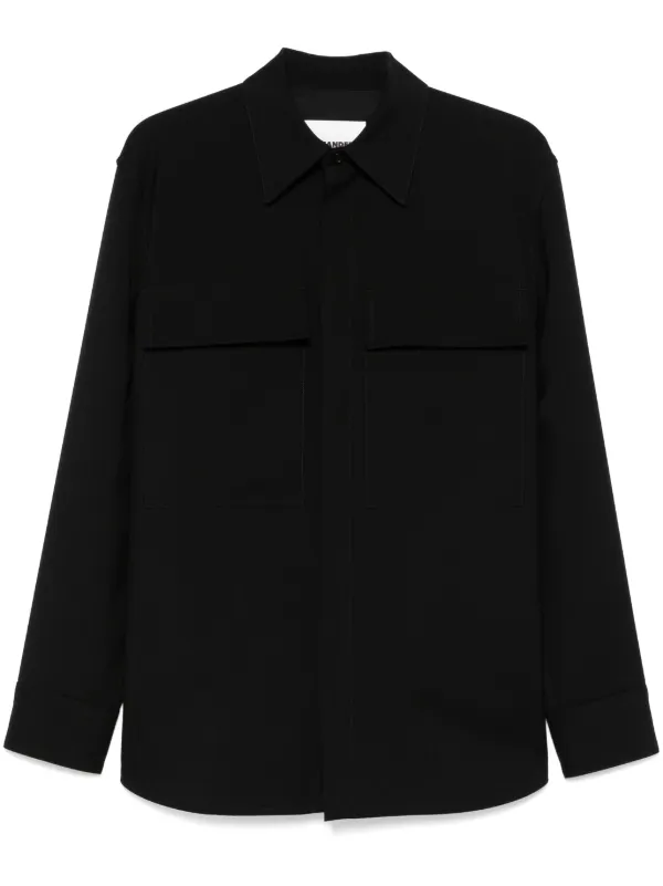 ジル　サンダー　ウールオーバーシャツ Jil Sander ウール オーバーシャツ | ブラック | FARFETCH JP